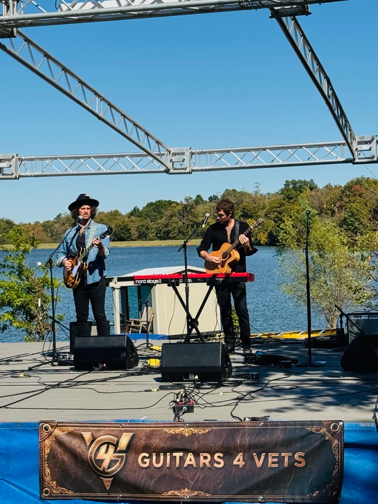 The Joslin Brothers performing their soulful set on the 40x30 waterfront stage at Queenslake