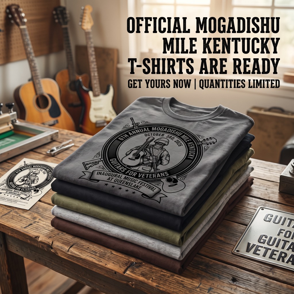 Official Mogadishu Mile Kentucky & Guitars For Vets Festival T-Shirts